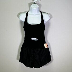 Free People Cut-Out Nylon Women's Size L Black Romper NWT